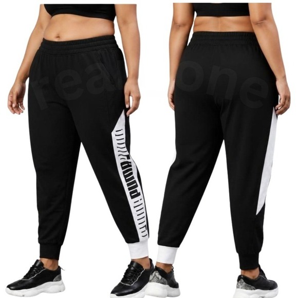 Puma Pants - PUMA Women's Black & White Logo Printed dryCELL Running & Training Joggers XL